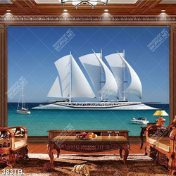 Tranh biển và du thuyền file gốc