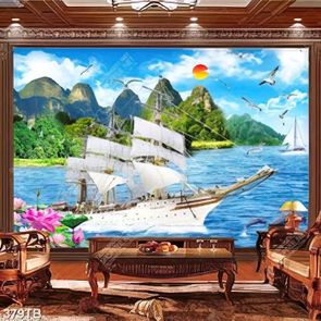 Tranh thuyền buồm ra khơi in uv trang trí tường