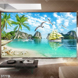 Tranh chiếc thuyền buồm trên biển đảo và chim hải âu decor tường Tranh chiếc thuyền buồm trên biển đảo và chim hải âu decor tường