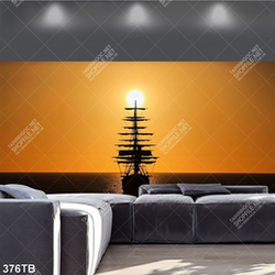 Tranh treo tường nghệ thuật chiếc thuyền trên biển khi màng đêm xuống đẹp nhất