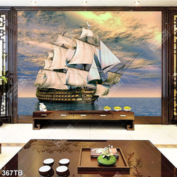 Tranh trang trí tường chiếc thuyền lớn vươn khơi