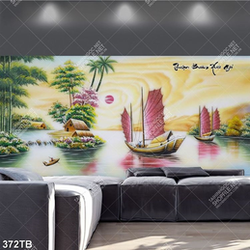 Tranh sơn dầu thuận buồm xuôi gió file gốc