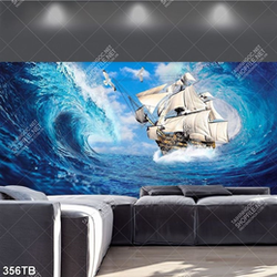 Tranh thuận buồm thuyền buồm vượt sóng sớn in uv
