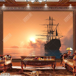 Tranh chiếc thuyền lớn trên biển trang trí tường chất lượng cao