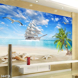 Tranh trang trí tường thuyền buồm vượt biển khổ ngang