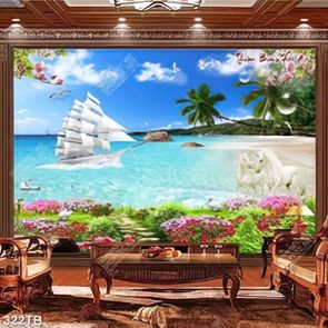 Tranh thuận buồm xuôi gió thuyền và đôi kỳ lân chất lượng cao