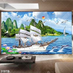 Tranh thuận buồm thuyền vượt biển đảo đẹp nhất