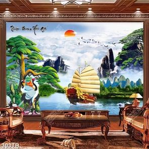 Tranh sơn dầu thuận buồm xuôi gió in uv