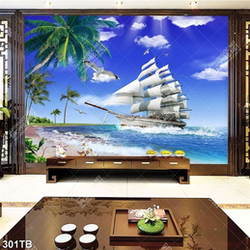 Tranh thuyền buồm bên bờ biển đẹp nhất