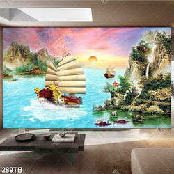 Tranh tàu buồm trên biển đảo treo tường