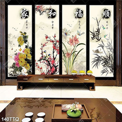 Tranh tứ quý tài lộc in canvas về bốn loại hoa may mắn