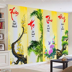 Tranh tứ quý treo tường bốn mùa xuân hạ thu đông