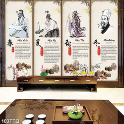 Tranh tứ quý trang trí Hoa Đà và phương thuốc 4 mùa