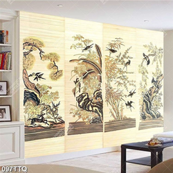 Tranh tứ quý phong thủy bốn loại cây bên chim én