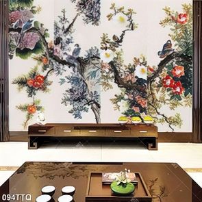 Tranh tứ quý in 3d những chú chim trên cành hoa