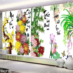 Tranh tứ quý nghệ thuật mai,cúc,trúc,sen tài lộc