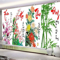 Tranh tứ quý treo tường bốn mùa xuân hạ thu đông