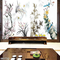 Tranh tứ quý treo tường bốn loại hoa phong thủy