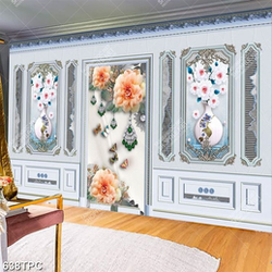 Tranh phào chỉ 3d bình hoa mẫu đơn khoe sắcvà đàn bướm