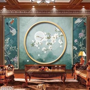 Tranh phào chỉ in canvas những bông hoa anh đào trắng rơi