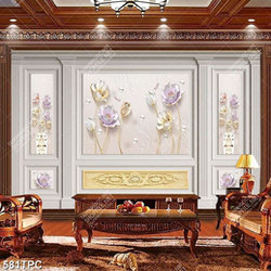 Tranh phào chỉ in uv những bông hoa khoe sắc bên ngọc trai