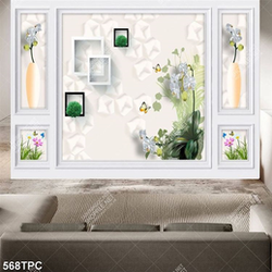 Tranh phào chỉ in 3d những bông phong lan trắng bên ô cửa