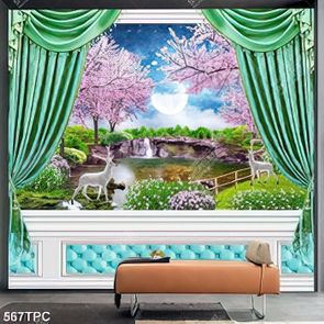 Tranh phào chỉ psd hoa anh đào vào chú tuần lộc màu trắng