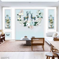 Tranh phào chỉ nghệ thuật đôi tuần lộc và những hoa