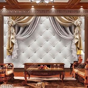 Tranh phào chỉ 5d tấm màn rèm trên bức tường đính ngọc