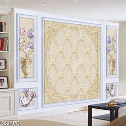 Tranh phào chỉ 5d những cánh hoa dáp vàng trên nền vân đá