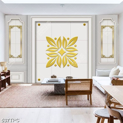 Tranh phào chỉ psd hoa văn vàng trên nền màu xám trắng