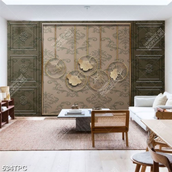 Tranh phào chỉ in canvas chiếc lá vàng trong khung vòng tròn