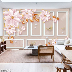 Decor tranh phào chỉ những bông hoa giả ngọc bên ngọc trai