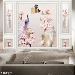 Tranh phào chỉ nghệ thuật chú chim công bên hoa mộc lan