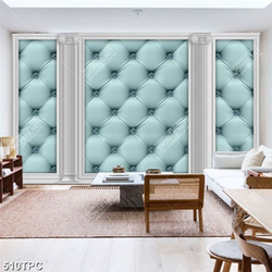 Decor tranh phào chỉ bức tường màu xanh đính kim cương