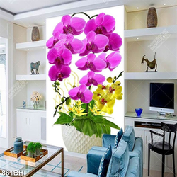 Tranh bình hoa in uv những bông hoa phong lan tím khoe sắc