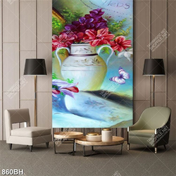 Tranh bình hoa trang trí chú bướm xinh bay lượn bên bông hoa