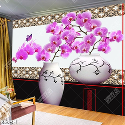 Tranh bình hoa in canvas những nhành hoa phong lan tím Tranh bình hoa in canvas những nhành hoa phong lan tím