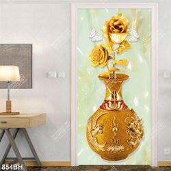 Tranh bình hoa treo tường bông hoa hồng dáp vàng sang trọng