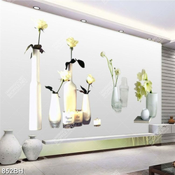 Tranh bình hoa in uv những chiếc lọ nhỏ cắm đầy hoa hồng
