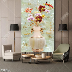 Tranh bình hoa decor đàn cá chép tung tăng bên cành mộc lan