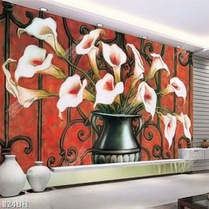 Tranh sơn dầu bình hoa lục bình khoe sắc xing đẹp trang trí