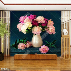 Tranh bình hoa những bông hoa mẫu đơn nở rộ nghệ thuật