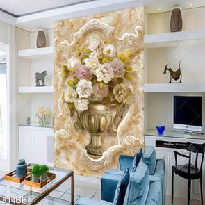 Tranh bình hoa mẫu đơn nở rộ khoe sắc trên tường trang trí