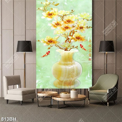 Tranh bình hoa nghệ thuật đàn cá chép và hoa mộc lan