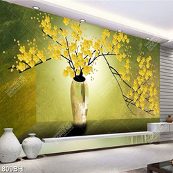 Tranh bình hoa 3d những bông hoa mai vàng khoe sắc