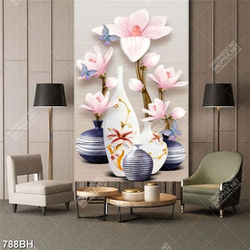 Tranh bình hoa mộc lan bên đàn bướm xinh đẹp trang trí