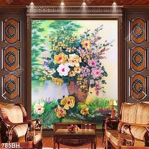 Tranh bình hoa decor những bông hoa hồng khoe sắc thắm