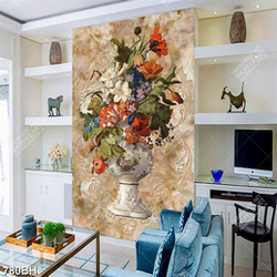 Tranh bình hoa tươi khoe sắc trên nền bức tường cổ điển in uv