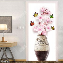 Tranh bình hoa mộc lan bên đàn bướm xinh đẹp in canvas